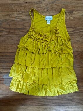 Gerli Mustard Ruffle Tiered Tank Top